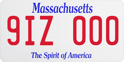 MA license plate 9IZ000