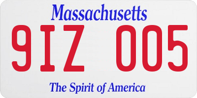 MA license plate 9IZ005