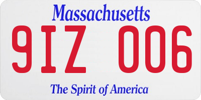 MA license plate 9IZ006