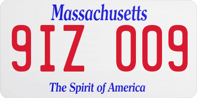 MA license plate 9IZ009