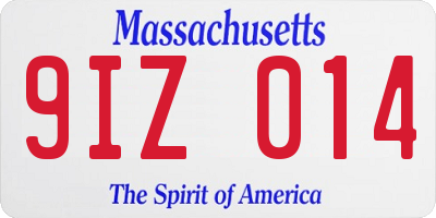 MA license plate 9IZ014