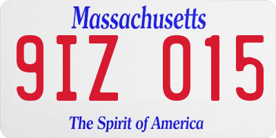 MA license plate 9IZ015