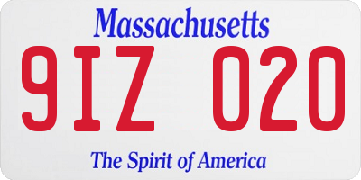 MA license plate 9IZ020