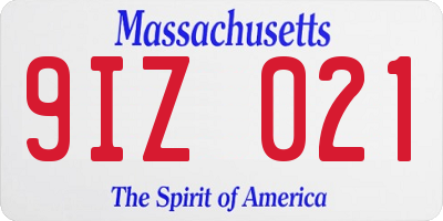 MA license plate 9IZ021