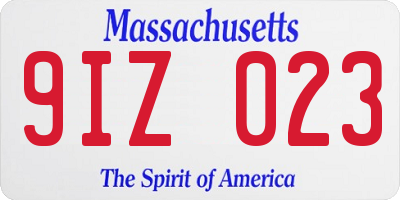 MA license plate 9IZ023
