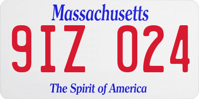 MA license plate 9IZ024