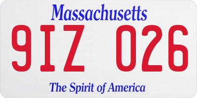 MA license plate 9IZ026