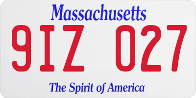 MA license plate 9IZ027
