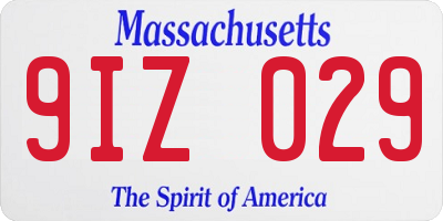 MA license plate 9IZ029