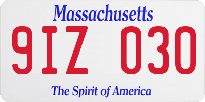 MA license plate 9IZ030