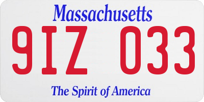 MA license plate 9IZ033