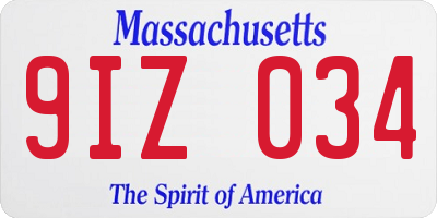 MA license plate 9IZ034