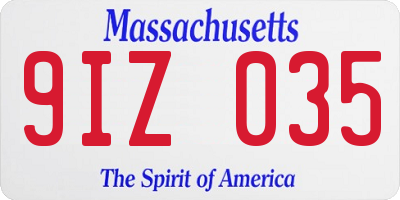 MA license plate 9IZ035