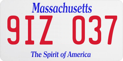 MA license plate 9IZ037