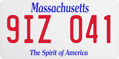 MA license plate 9IZ041