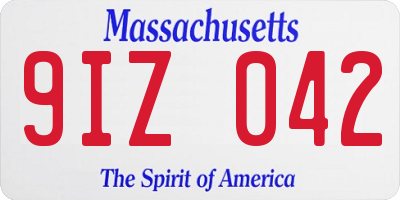 MA license plate 9IZ042