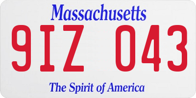 MA license plate 9IZ043