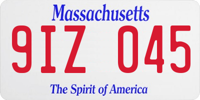 MA license plate 9IZ045