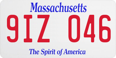 MA license plate 9IZ046