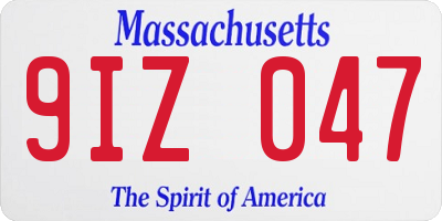 MA license plate 9IZ047