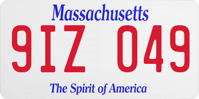 MA license plate 9IZ049