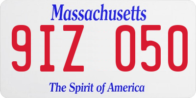 MA license plate 9IZ050