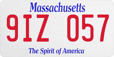 MA license plate 9IZ057