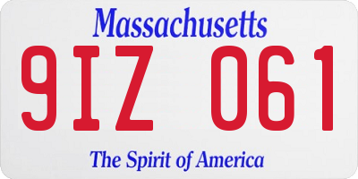 MA license plate 9IZ061