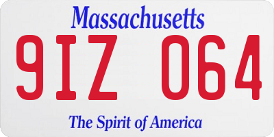 MA license plate 9IZ064