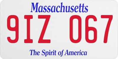 MA license plate 9IZ067