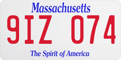 MA license plate 9IZ074
