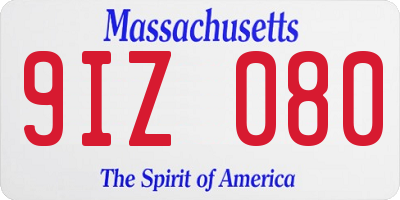 MA license plate 9IZ080