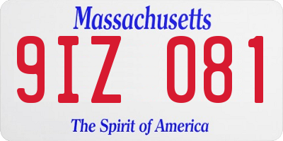 MA license plate 9IZ081