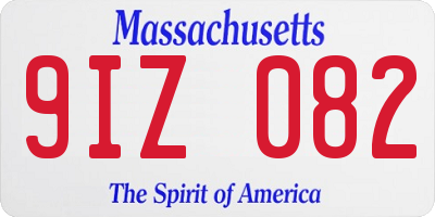 MA license plate 9IZ082