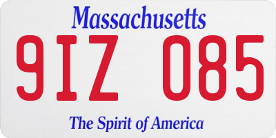 MA license plate 9IZ085