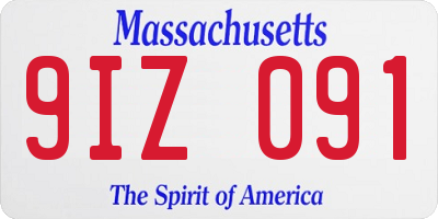 MA license plate 9IZ091