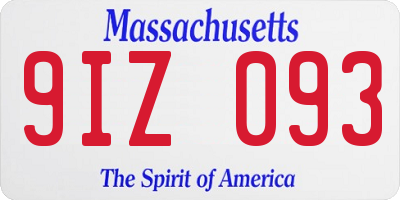 MA license plate 9IZ093