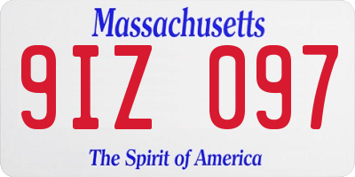 MA license plate 9IZ097