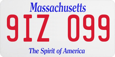 MA license plate 9IZ099