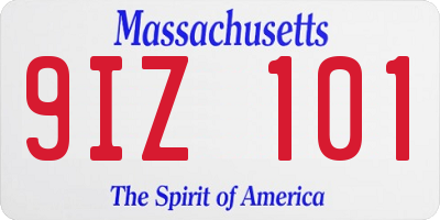 MA license plate 9IZ101
