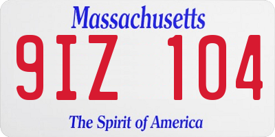 MA license plate 9IZ104