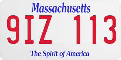 MA license plate 9IZ113