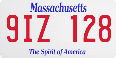 MA license plate 9IZ128