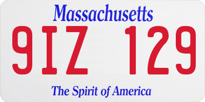 MA license plate 9IZ129