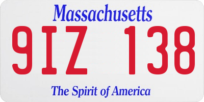 MA license plate 9IZ138