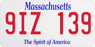 MA license plate 9IZ139