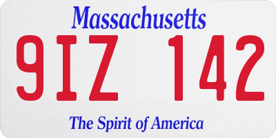 MA license plate 9IZ142