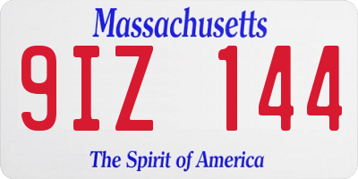 MA license plate 9IZ144
