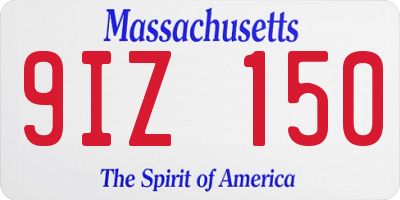 MA license plate 9IZ150