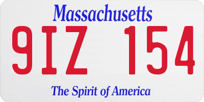MA license plate 9IZ154